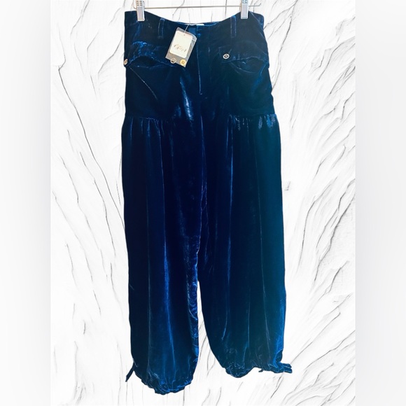 FREE PEOPLE NWT Host Pick 🎉 WE THE FREE VELVET LOTUS PANT BLUE Waist27 size 25 - Picture 4 of 10
